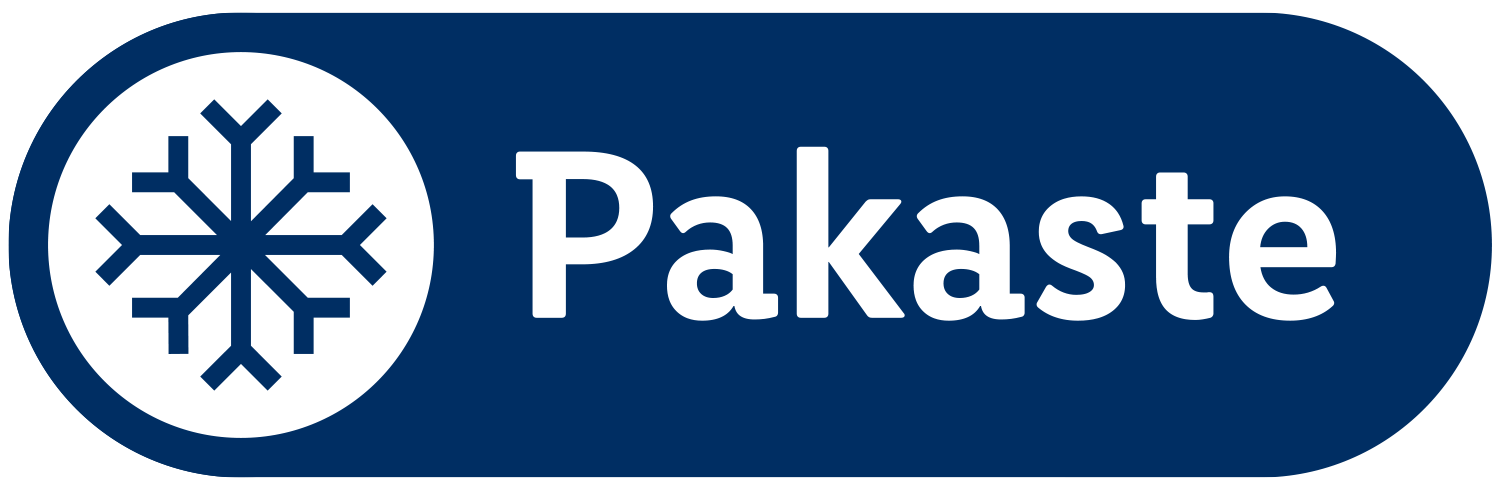 Pakaste-merkki, jossa on lumihiutale ja teksti 'Pakaste' sinisellä pohjalla.
