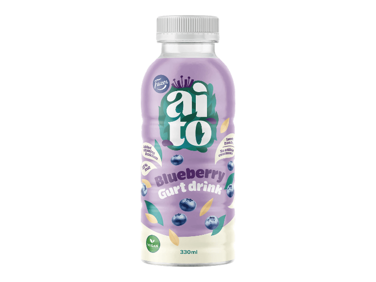 Vegaaninen mustikkajogurttijuoma 330 ml pullossa