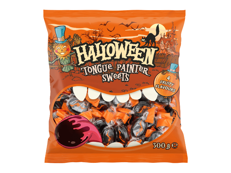 300 g pakkaus HALLOWEEN Zungenfärber Bonbons -makeisia.