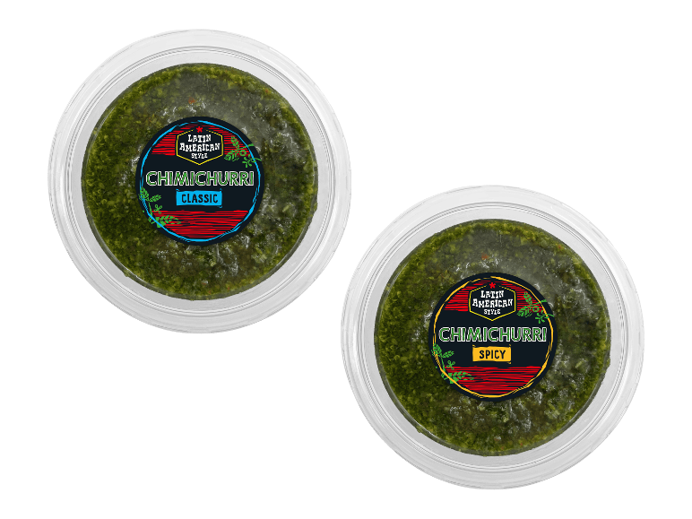 Kaksi rasiaa latinalaisamerikkalaista chimichurria, klassisena ja tulisena versiona.