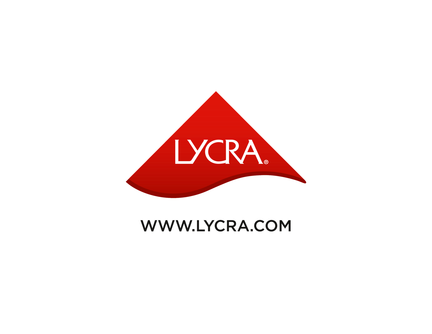 Punainen logo valkoisella tekstillä 'LYCRA' ja 'WWW.LYCRA.COM' alla.