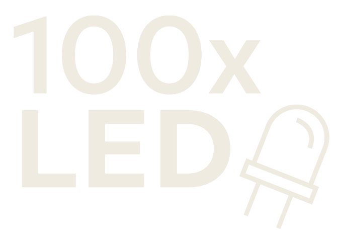100x LED-merkki LED-lampun kuvakkeella.