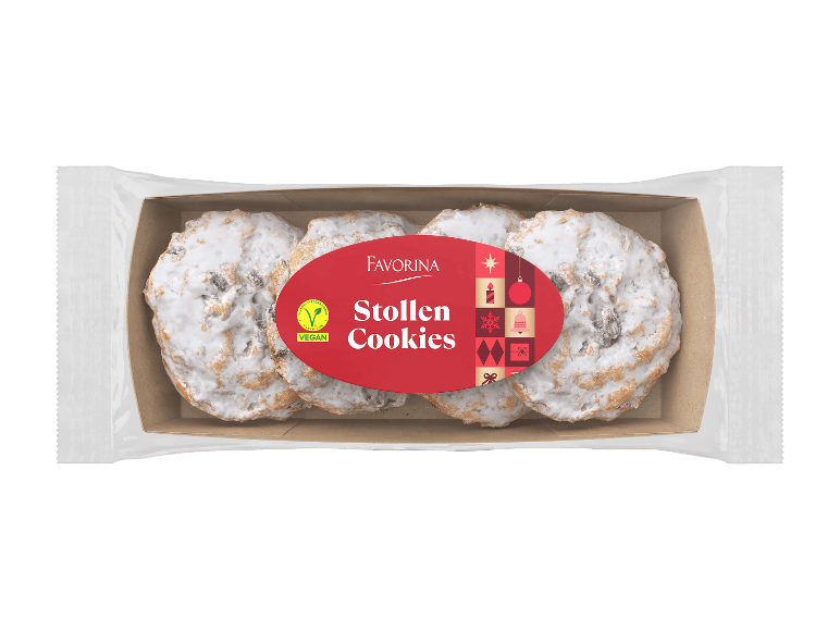 Favorina Stollen -keksit vegaanisella merkinnällä