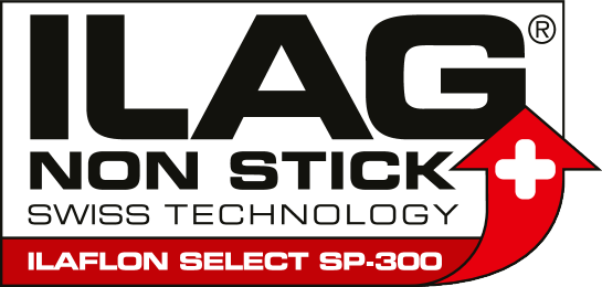 ILAG NON STICK SWISS TECHNOLOGY ILAFLON SELECT SP-300 punaisella nuolella ja Sveitsin ristillä.