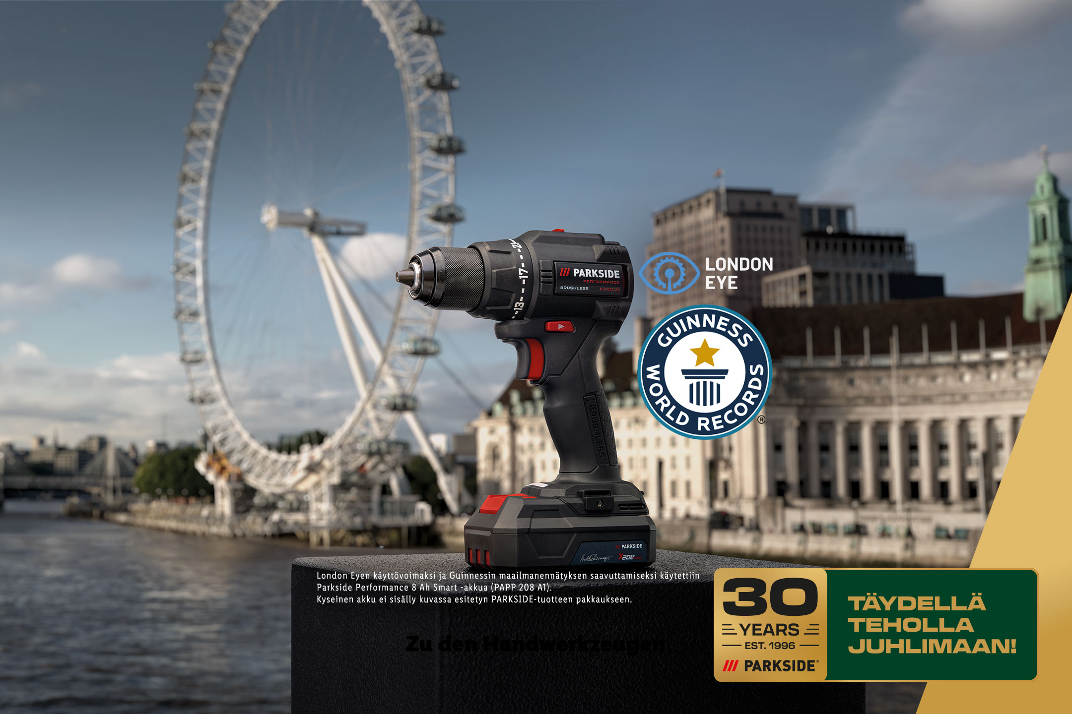 Porakone London Eyen edessä, Guinnessin ennätys ja 30 vuotta juhlaa.