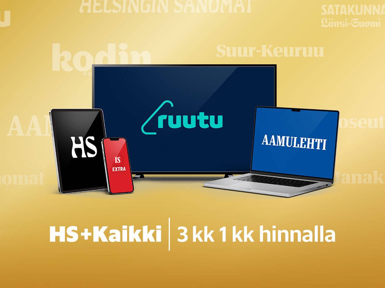 Digitaalisten palveluiden tarjous: HS+Kaikki 3 kk 1 kk hinnalla.
