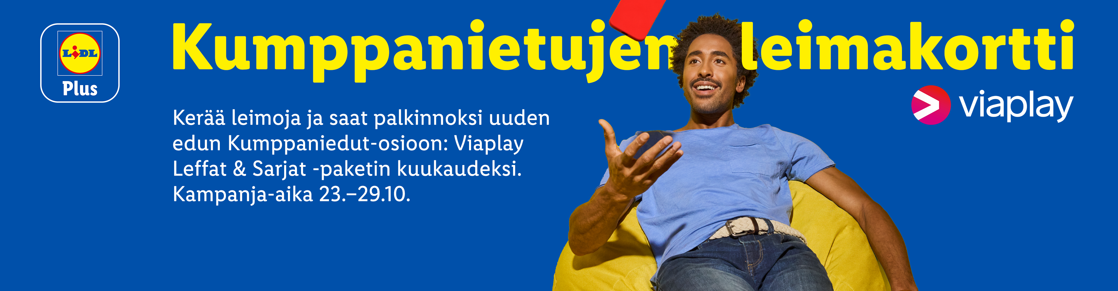 Lidl Plus -kumppanietujen leimakortti Viaplay Leffat & Sarjat -paketilla.