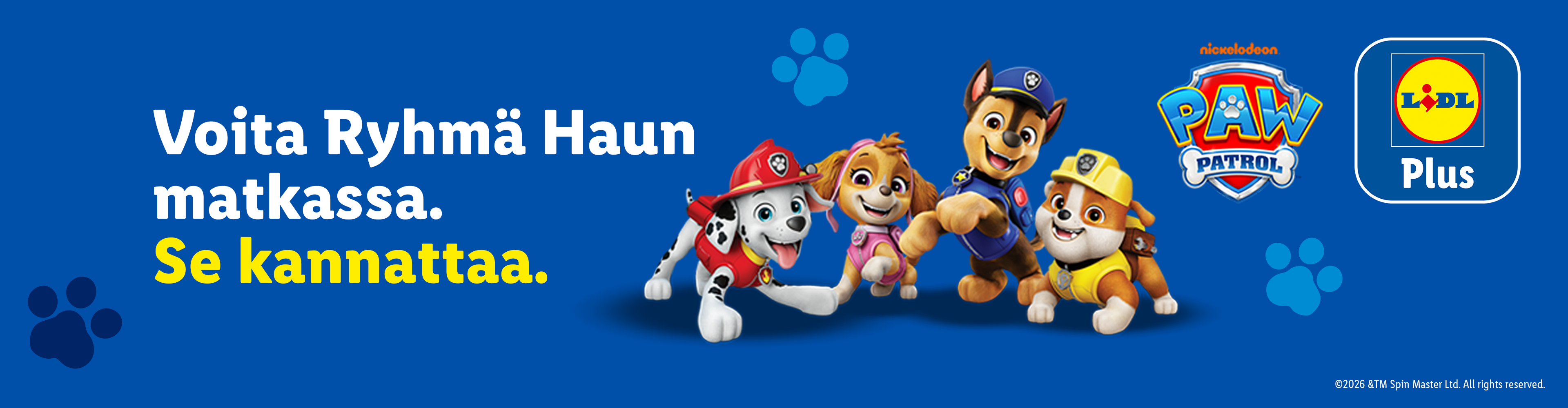 Ryhmä Haun hahmot mainostavat kilpailua Lidl Plus -sovelluksessa.