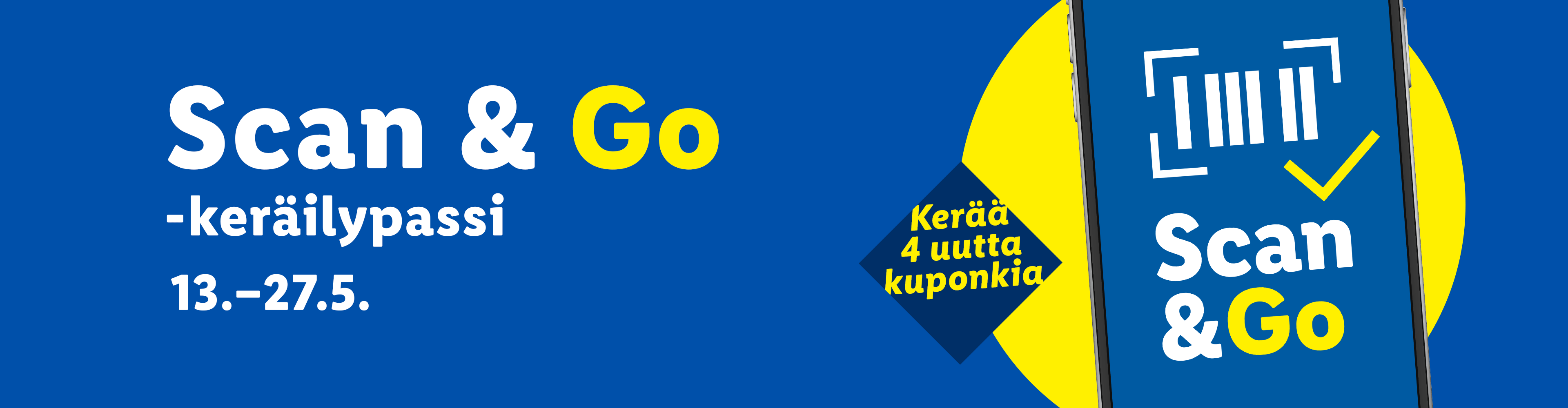 Scan & Go -keräilypassi 13.-27.5. Kerää 4 uutta kuponkia.