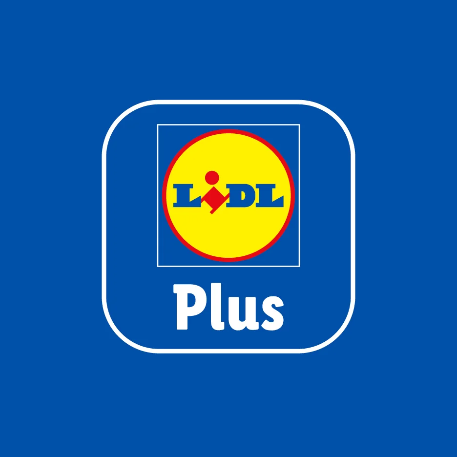 Lidl Plus -sovelluksen logo sinisellä taustalla.