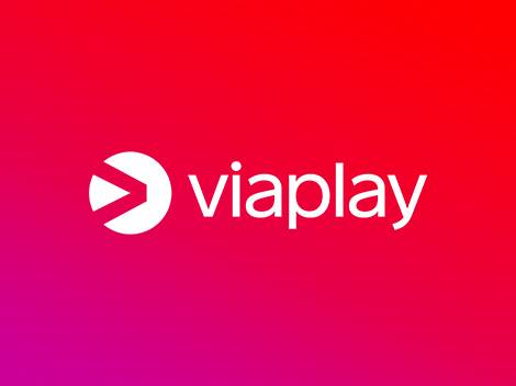 Viaplay-logo punaisella ja violetilla liukuvärillä.