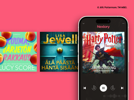 Puhelinsovellus, jossa on Harry Potter -äänikirja, ja kaksi muuta kirjan kantta.