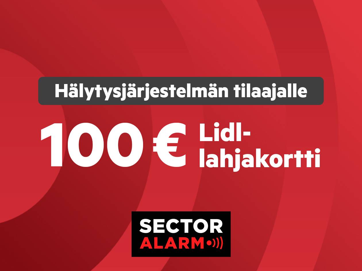 Hälytysjärjestelmän tilaajalle 100 € lahjakortti.