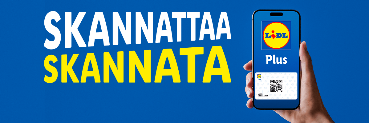 Lidl Plus -sovellus älypuhelimella; skannaa ja säästä.