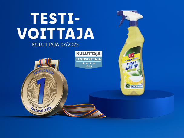 W5 Power & Shine puhdistusaine voitti Kuluttaja-lehden testin heinäkuussa 2025.