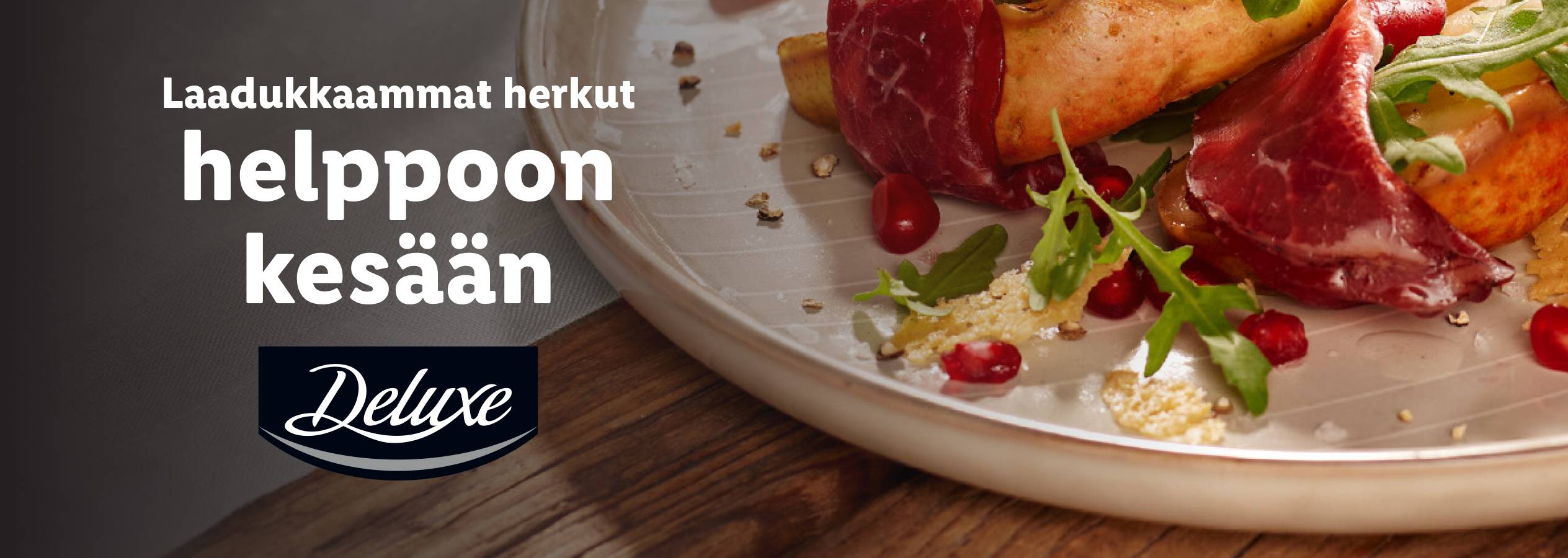 Deluxe-tuotemerkin herkullinen kesäherkku: parmankinkkua ja granaattiomenaa.