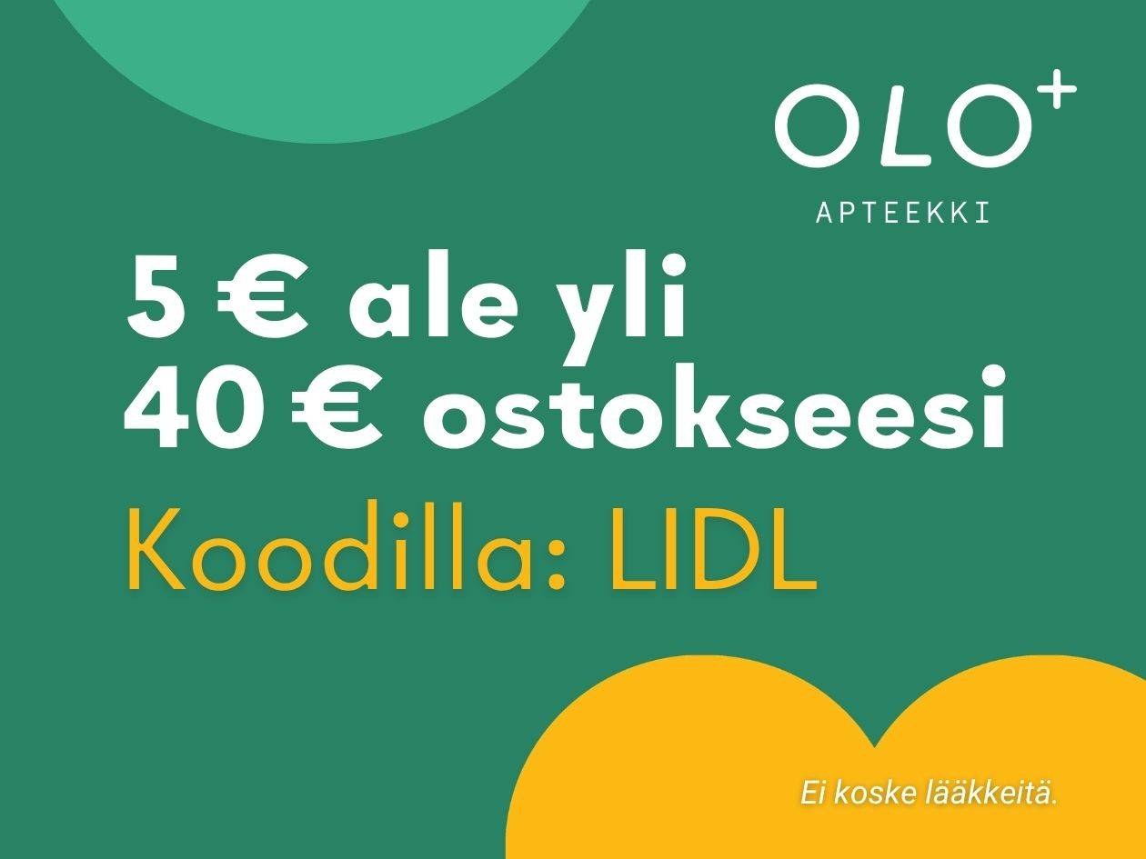 5 euron alennus yli 40 euron ostoksista koodilla LIDL. Ei koske lääkkeitä.